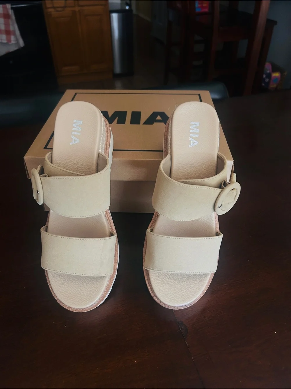 MIA Women's Beige Orla Espadrille  wedge sandal